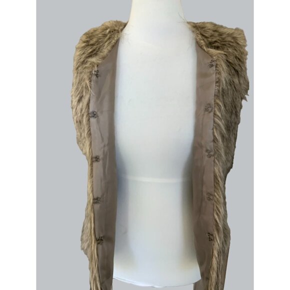RUE 21 LADIES SLEEVELESS STYLISH BROWN HOOK CLAW CLOSE LINED FAUX FUR VEST EUC M - Picture 8 of 11